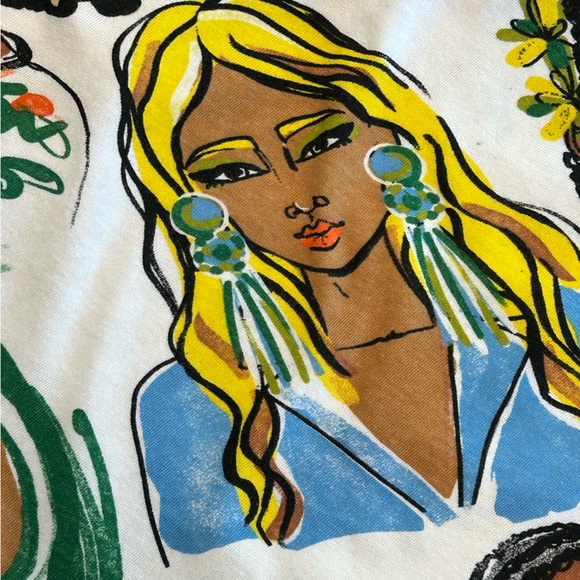 Zara faces pop art graphic boxy maximalist indie sleaze boho urban summery tee S - Picture 6 of 9